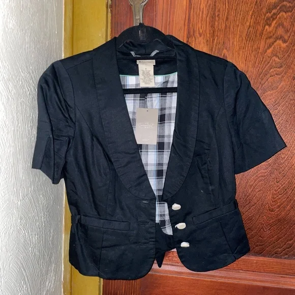 Elevenses/Anthropologie Short Sleeve Black Jacket. Size 6 - Picture 1 of 5